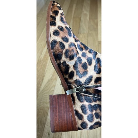 J.CREW Boot Size 7.5 Leopard Print Calf Hair Sawyer Stacked Wooden Heel … - Picture 10 of 16